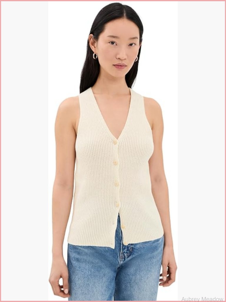 Theory Womens Full Cardigan Vest Sleeveless Button Front Ribbed Knit